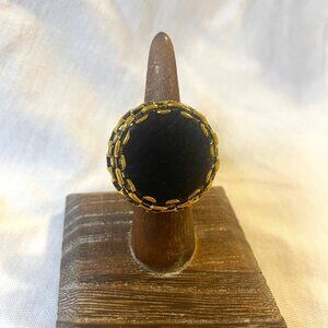 Gold Black Onyx Statement Ring